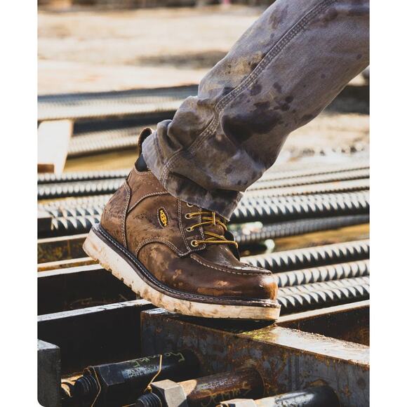 Keen Mens 10D Brown Leather Cincinnati 6" Soft Toe Work Boots Waterproof LB15-23 - Picture 1 of 11